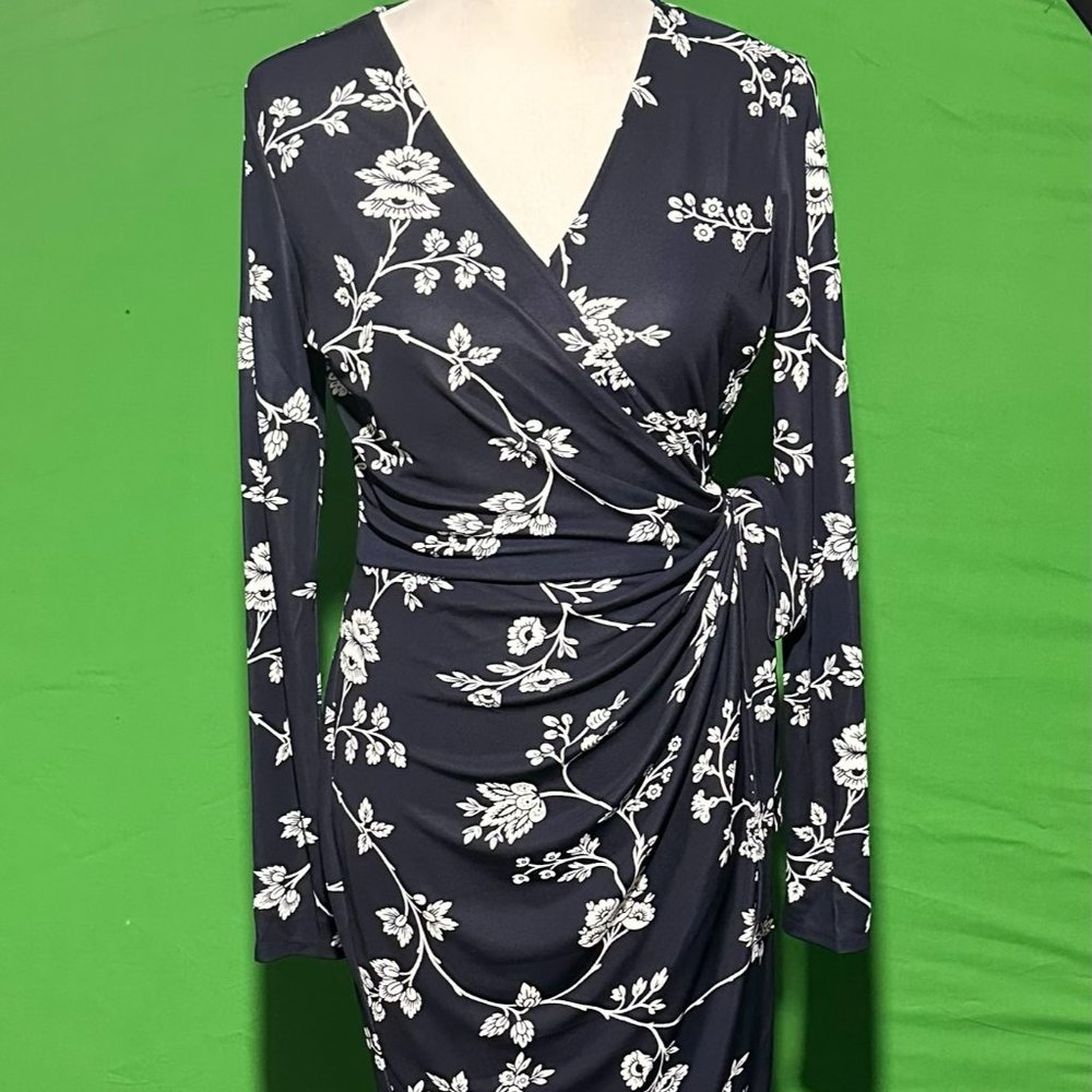 Lark & Ro Jersey Knit Wrap Dress, Size Medium